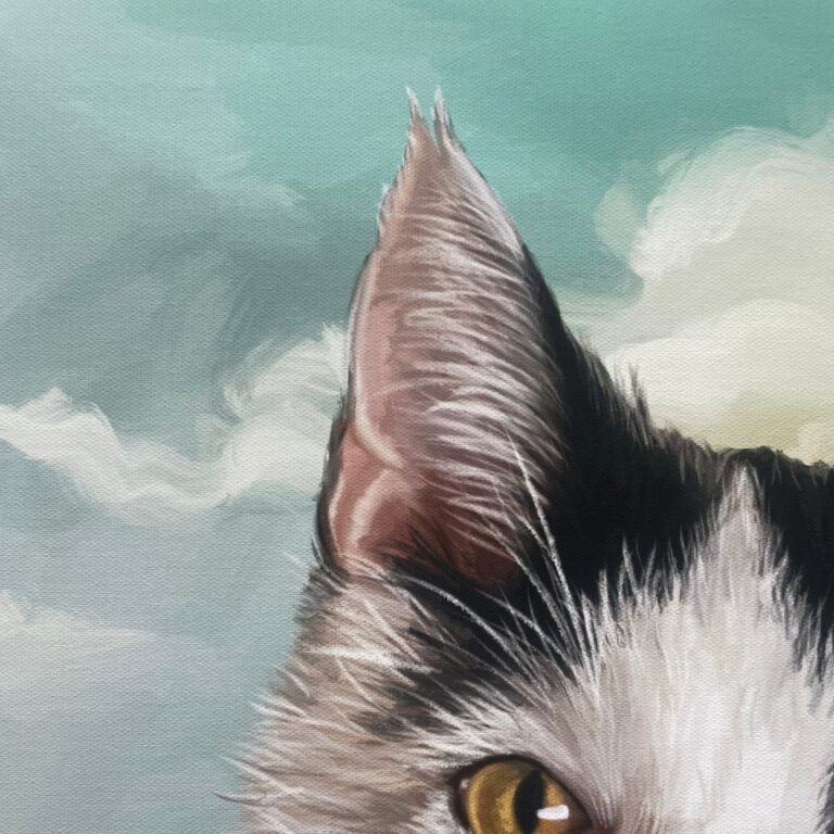 personalisiertes Haustierporträt Detail Ohr Katze
